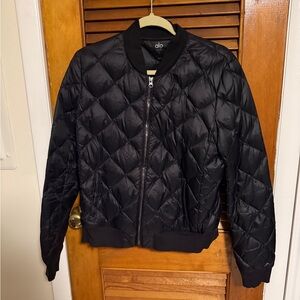 Alo Black Quilted Bomber Jacket